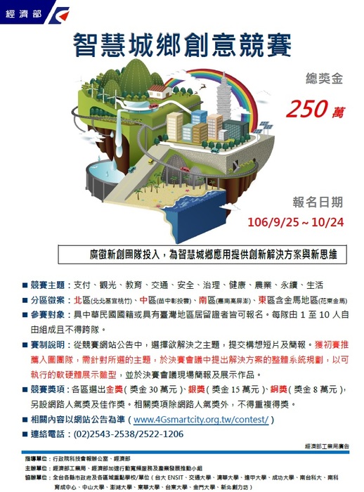 智慧城鄉創意競賽總獎金250萬，歡迎報名參加圖片
